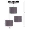 CEILING LAMP FK7622.13 BLACK BASE, 3-PIECE LIGHT GREY DRUM SHADES ASYMMETRICAL CEILING LAMP FK7622.13 BLACK BASE, 3-PIECE LIGHT GREY DRUM SHADES ASYMMETRICAL