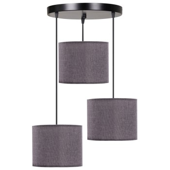 CEILING LAMP FK7622.13 BLACK BASE, 3-PIECE LIGHT GREY DRUM SHADES ASYMMETRICAL
