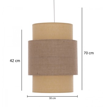 PENDANT CEILING LAMP FK7627.01 TWO-LAYER FABRIC DRUM, POLYETHYLENE FRAME