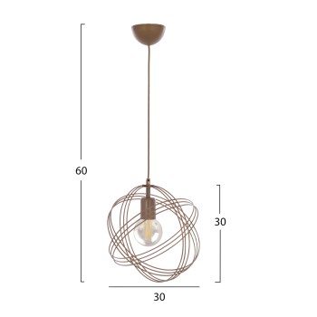 FK7505.02 Pendant ceiling lamp, copper color, one bulb, "hat" made of copper rings