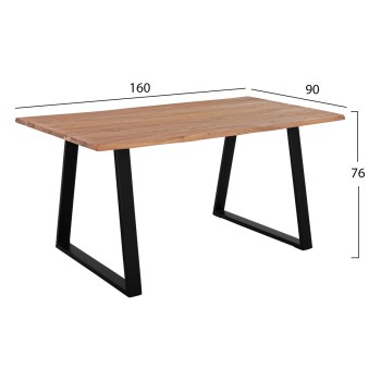 ACACIA DINING TABLE FK8500.11 SOLID ACACIA WITH BLACK LEGS 160X90X76H CM ACACIA DINING TABLE FK8500.11 SOLID ACACIA WITH BLACK LEGS 160X90X76H CM
