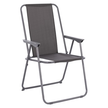 BEACH CHAIR FK5148.01, GREY FABRIC, METAL FRAME, HIGH BACK