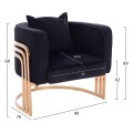 TIANA ARMCHAIR WITH GOLD METAL FRAME AND LOW BACK IN A SEMI-CIRCULAR ARRANGEMENT FK8738.04