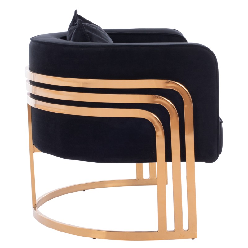 TIANA ARMCHAIR WITH GOLD METAL FRAME AND LOW BACK IN A SEMI-CIRCULAR ARRANGEMENT FK8738.04