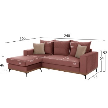 PORTOFINO corner sofa, dusty pink, high leg, 2pcs, interchangeable, stain-resistant, and water-repellent fab PORTOFINO corner sofa, dusty pink, high leg, 2pcs, interchangeable, stain-resistant, and water-repellent fab
