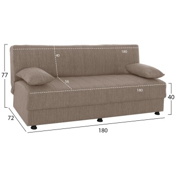FK3239.04 ANDRI three-seater sofa-bed, beige fabric, short legs, without arms