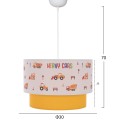 PENDANT CEILING LAMP BALOO FK7572.04 KIDS’ ROOM DOUBLE WHITE-YELLOW WHITE DRUM SHADE