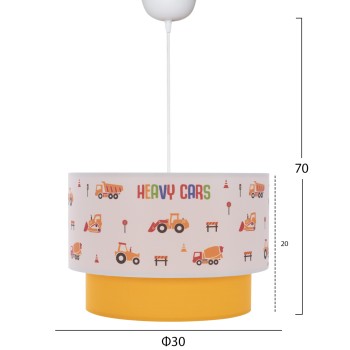 PENDANT CEILING LAMP BALOO FK7572.04 KIDS’ ROOM DOUBLE WHITE-YELLOW WHITE DRUM SHADE