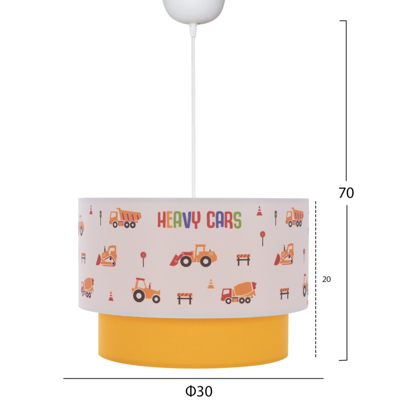 PENDANT CEILING LAMP BALOO FK7572.04 KIDS’ ROOM DOUBLE WHITE-YELLOW WHITE DRUM SHADE