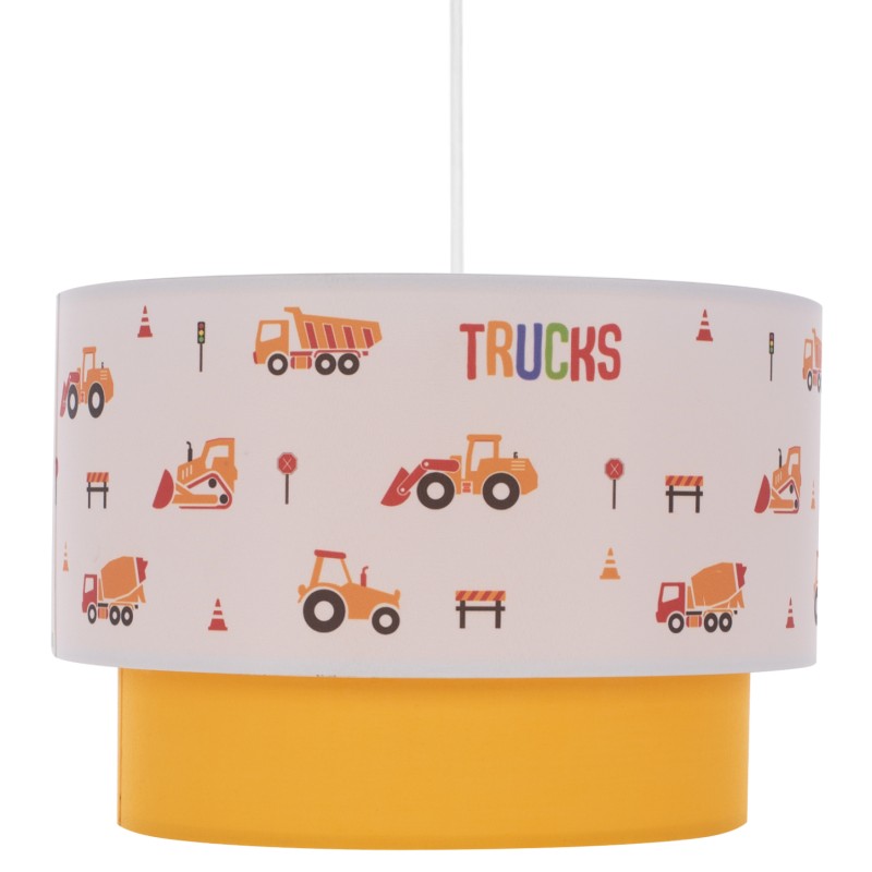 PENDANT CEILING LAMP BALOO FK7572.04 KIDS’ ROOM DOUBLE WHITE-YELLOW WHITE DRUM SHADE
