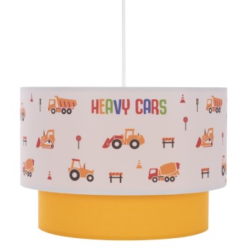 PENDANT CEILING LAMP BALOO FK7572.04 KIDS’ ROOM DOUBLE WHITE-YELLOW WHITE DRUM SHADE