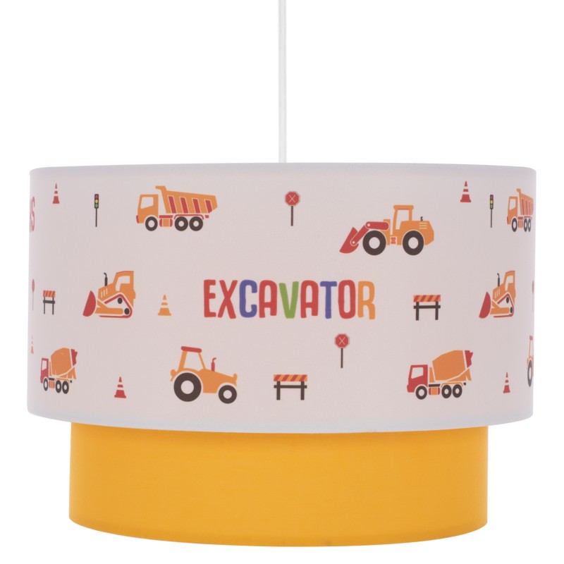 PENDANT CEILING LAMP BALOO FK7572.04 KIDS’ ROOM DOUBLE WHITE-YELLOW WHITE DRUM SHADE