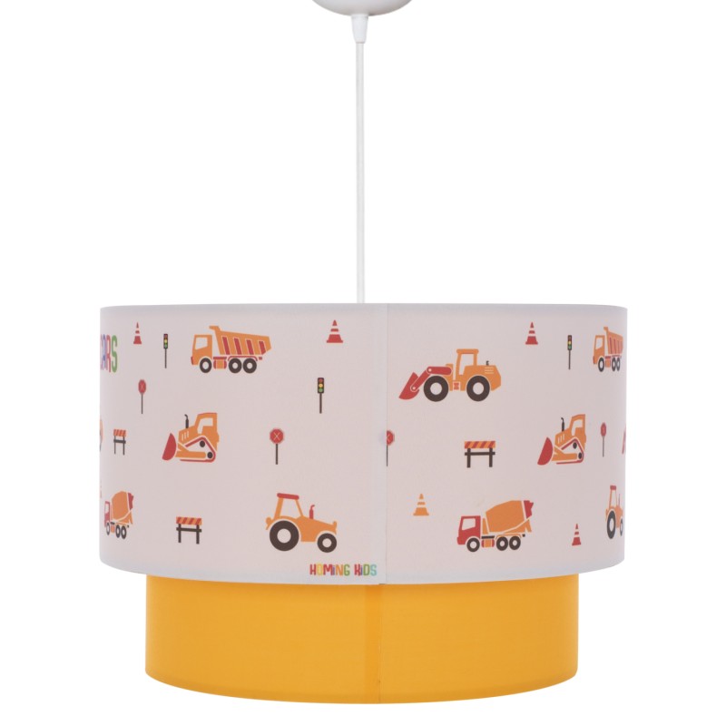 PENDANT CEILING LAMP BALOO FK7572.04 KIDS’ ROOM DOUBLE WHITE-YELLOW WHITE DRUM SHADE
