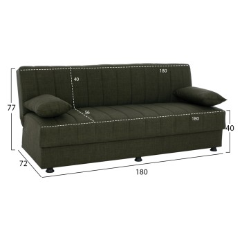 FK3239.05 ANDRI three-seater sofa-bed, cypress green fabric