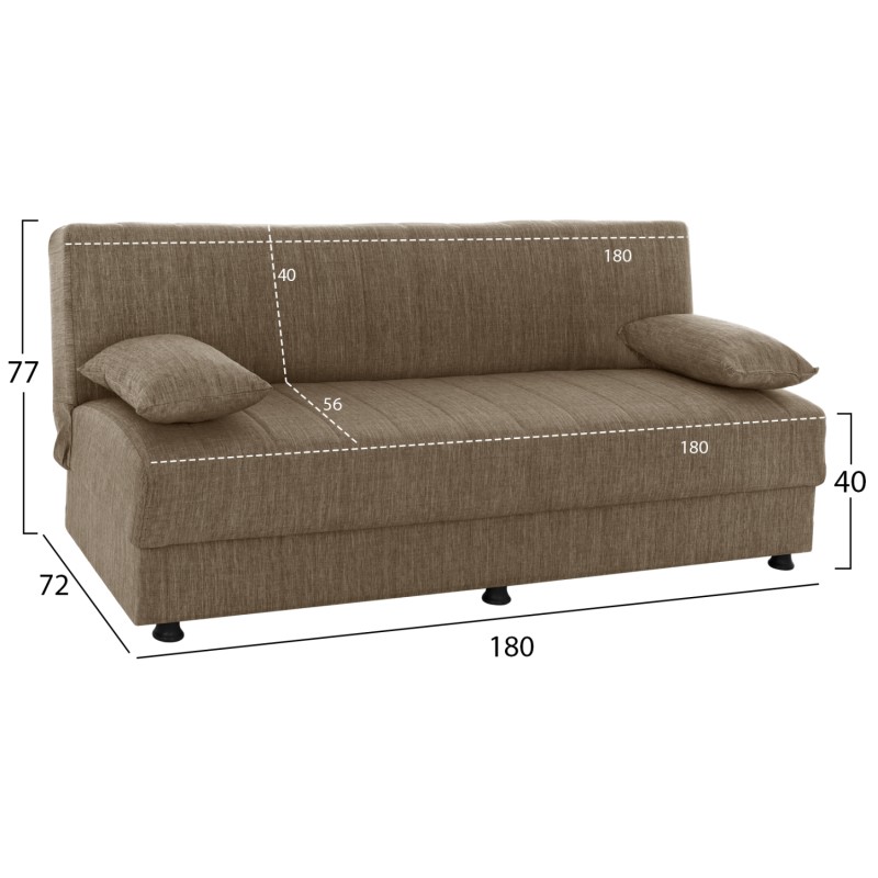 FK3239.02 ANDRI three-seater sofa-bed, brown fabric FK3239.02 ANDRI three-seater sofa-bed, brown fabric