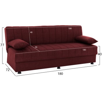 ANDRI FK3239.06, SOFA-BED, 3 SEATER, RED FABRIC ANDRI FK3239.06, SOFA-BED, 3 SEATER, RED FABRIC