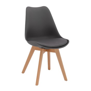 DINING CHAIR VEGAS FK0033.03 BEECH WOOD LEGS-P.P. SEAT IN DARK GRAY 45x56x80Hcm.