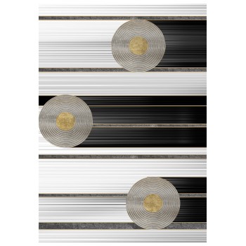 JOSIANE Carpet FK7675.24 160X230cm, white-black-gold discs