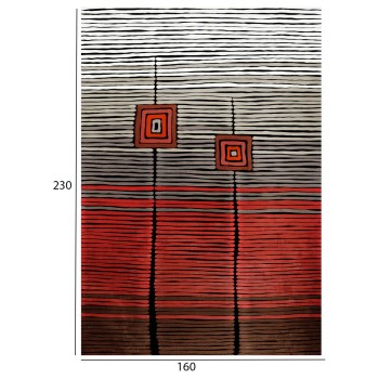 FK7675.26 160X230cm, JOSIANE carpet with fringes, red-black-grey FK7675.26 160X230cm, JOSIANE carpet with fringes, red-black-grey