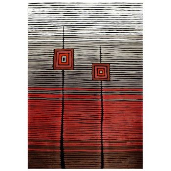 FK7675.26 160X230cm, JOSIANE carpet with fringes, red-black-grey