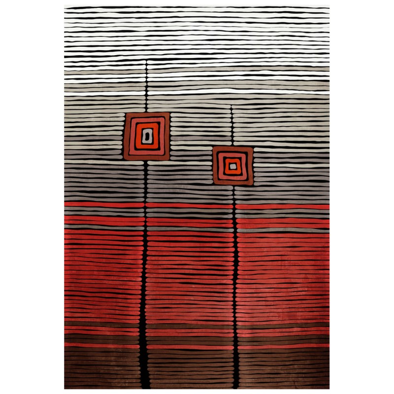FK7675.26 160X230cm, JOSIANE carpet with fringes, red-black-grey FK7675.26 160X230cm, JOSIANE carpet with fringes, red-black-grey