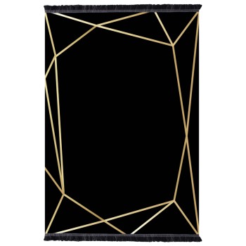 FK7677.30 120X170cm, black-gold with fringes, JOSIANE