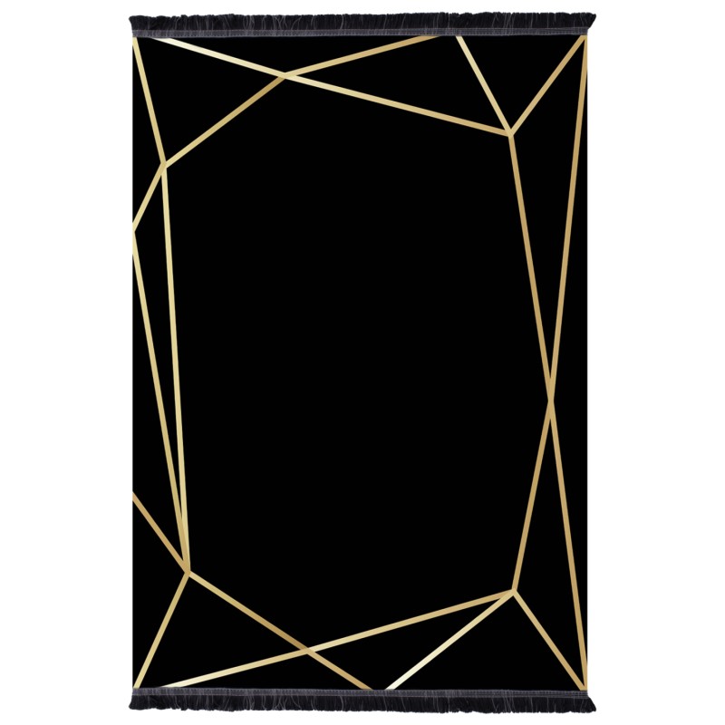 FK7677.30 120X170cm, black-gold with fringes, JOSIANE FK7677.30 120X170cm, black-gold with fringes, JOSIANE