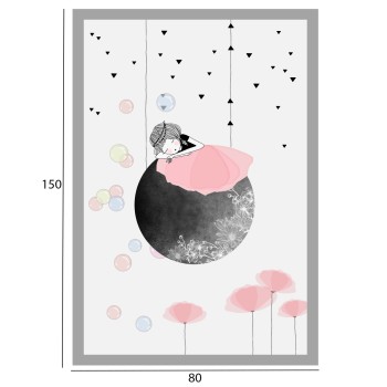 FK7678.01 80Χ150cm, children's rug, white-grey-pink, fringes FK7678.01 80Χ150cm, children's rug, white-grey-pink, fringes