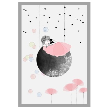FK7678.01 80Χ150cm, children's rug, white-grey-pink, fringes