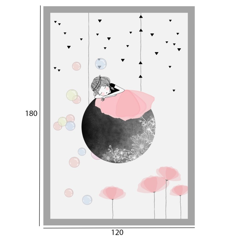 FK7679.01 120Χ180cm, children's rug, white-grey-pink, fringes FK7679.01 120Χ180cm, children's rug, white-grey-pink, fringes