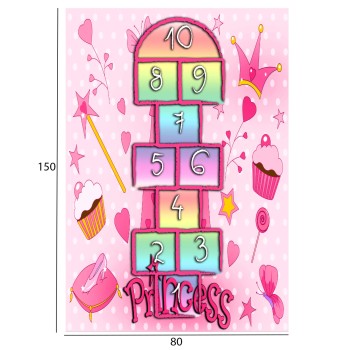 SERIES KIDDER FK7678.09 80Χ150cm, pink carpet with hopscotch game, fringes SERIES KIDDER FK7678.09 80Χ150cm, pink carpet with hopscotch game, fringes