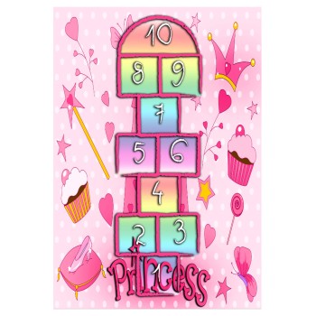 SERIES KIDDER FK7678.09 80Χ150cm, pink carpet with hopscotch game, fringes