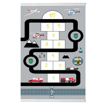 FK7679.10 120Χ180cm, kids carpet with hopscotch game, fringes