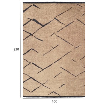 FK7674.01 160Χ230cm, light brown-black carpet with self-fringes