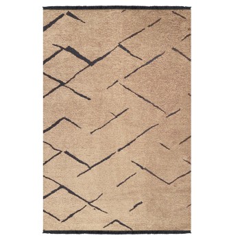 FK7674.01 160Χ230cm, light brown-black carpet with self-fringes