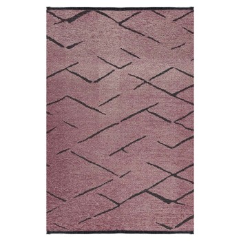 FK7674.06 160Χ230cm, dusty pink-black carpet with self-fringes
