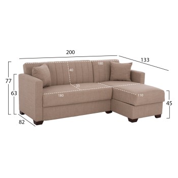 FK3244.04 corner sofa-bed, reversible, 200x133x77Ηcm, beige