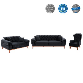 FK11745.01,BENNINGTON 3-pcs living-room set, black velvet