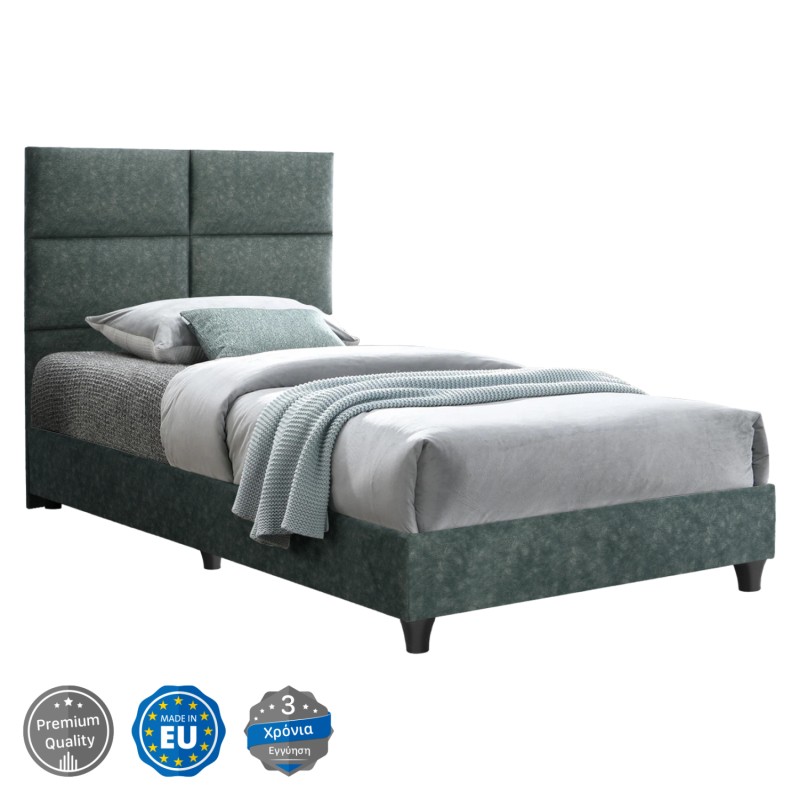 BED MILO FK652.27, GREEN NUBUCK-type FABRIC, 90X200cm BED MILO FK652.27, GREEN NUBUCK-type FABRIC, 90X200cm