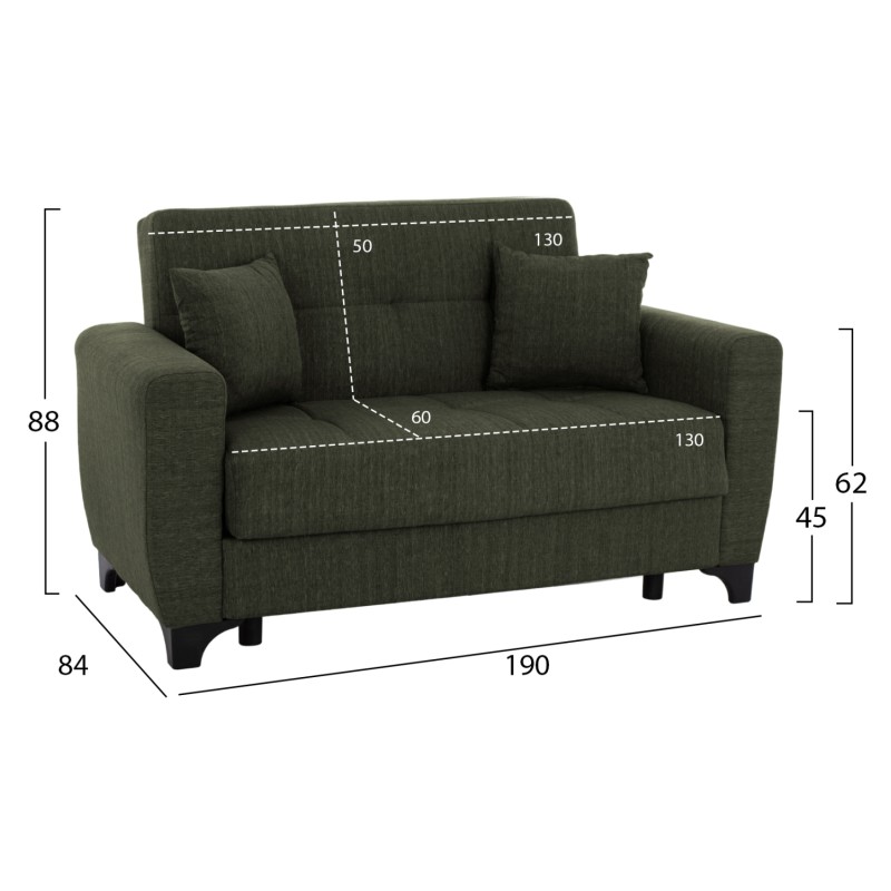 FK11748.05 sofa-bed set of 2-seater and 3-seater, dark olive