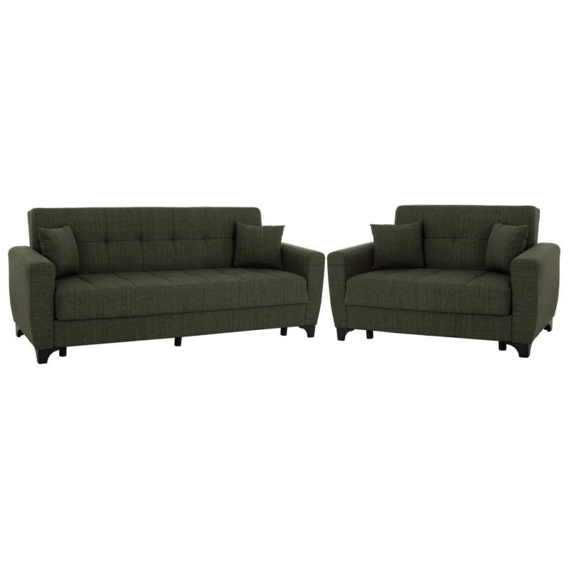 FK11748.05 sofa-bed set of 2-seater and 3-seater, dark olive