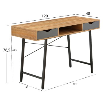 FK2128.03 desk, walnut-grey-black, 120x48x76,5