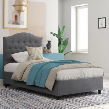 FK651.10 BED MALENA, GREY VELVET, 90x200