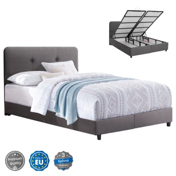 FK631.10 bed DOLORES, storage space, grey velvet, 160x200