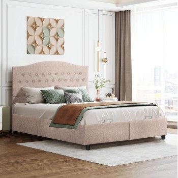 FK624.22 bed MALENA, storage space, beige nubuck-type fabric, 160x200 FK624.22 bed MALENA, storage space, beige nubuck-type fabric, 160x200