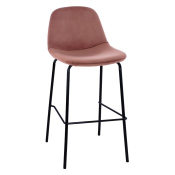 FK9298.12 bar stool, dusty pink velvet, metal legs, 47x51x96