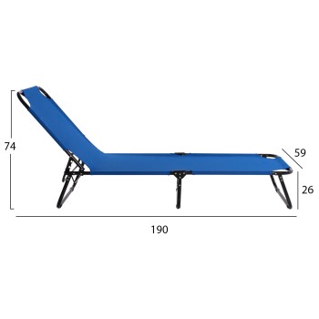 SUNBED FK5278 BLACK METALLIC WITH BLUE WATERPROOF FABRIC SUNBED FK5278 BLACK METALLIC WITH BLUE WATERPROOF FABRIC