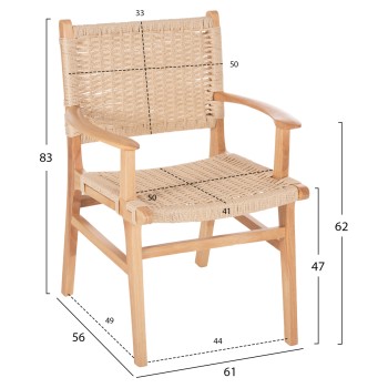 ARMCHAIR FK9331.01 IGNACIO INDOORS RUBBERWOOD ROPE SEAT 61x56x83Η ARMCHAIR FK9331.01 IGNACIO INDOORS RUBBERWOOD ROPE SEAT 61x56x83Η