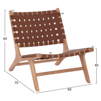 FK9326.01 ARMCHAIR FELIPE TOON WOOD PU knitted 67x70x75H FK9326.01 ARMCHAIR FELIPE TOON WOOD PU knitted 67x70x75H