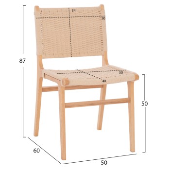 CHAIR FK9330.01 IGNACIO RUBBERWOOD KNITTED NATURAL ROPE 50X60X87H CHAIR FK9330.01 IGNACIO RUBBERWOOD KNITTED NATURAL ROPE 50X60X87H